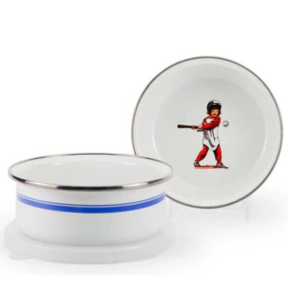 Golden Rabbit Baseball Enamelware Child Set - Baseball Theme - Kids Enamelware - Picture 3 of 5